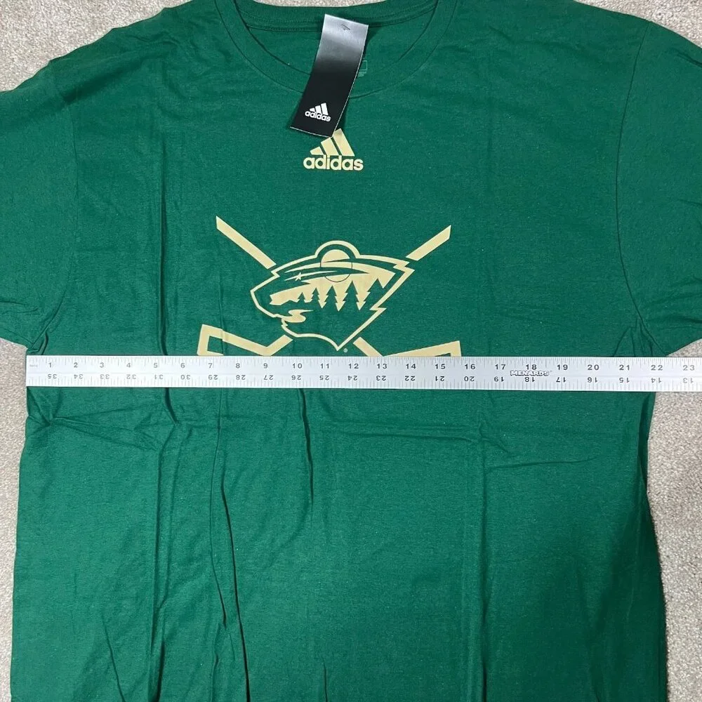 Adidas Mens XL Green Graphic Short Sleeve Minnesota Wild NHL The Go‎ To Tee NWT